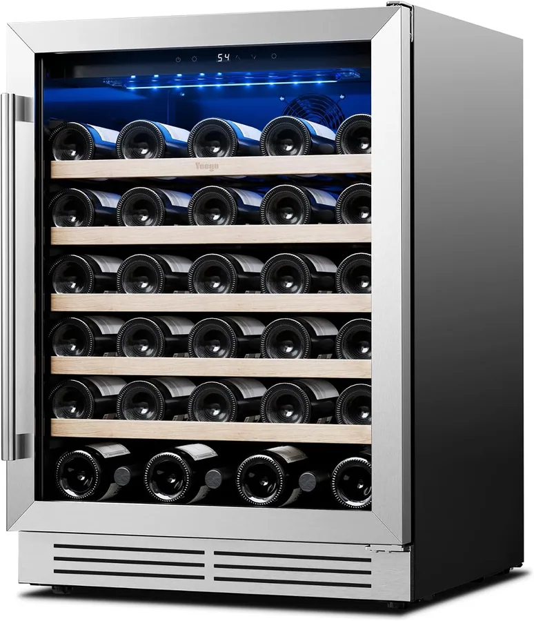 Yeego 24-inch 52-bottle dual-zone built-in wine refrigerator with beechwood shelves